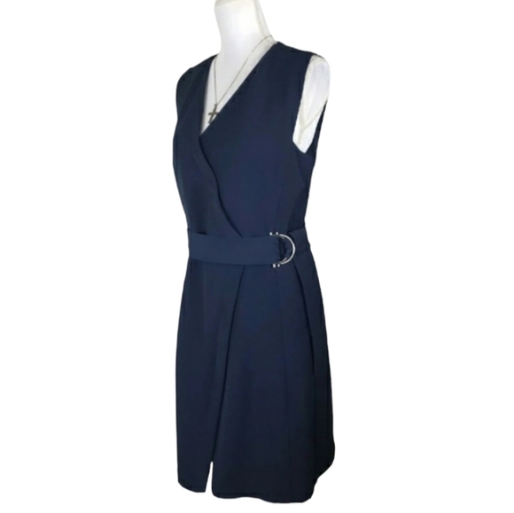 NEXT Tailoring~Woman Size 10 (UK 14)~Navy Blue Academia Belted Dress Fully Lined - Picture 8 of 13